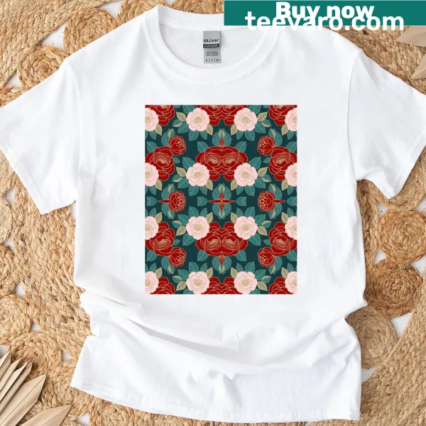 Floral Rose Medallion graphic T-shirt featuring intricate design