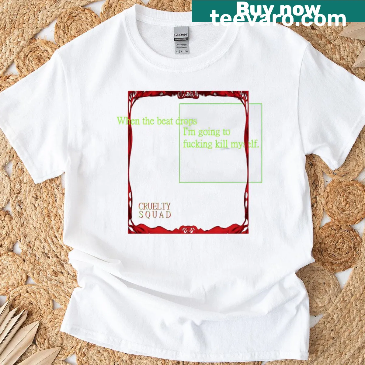 Cruelty Squad Merch T-shirt featuring edgy graphic design — on a men's t-shirt