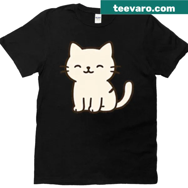 Adorable kawaii cat graphic on a cute t-shirt.