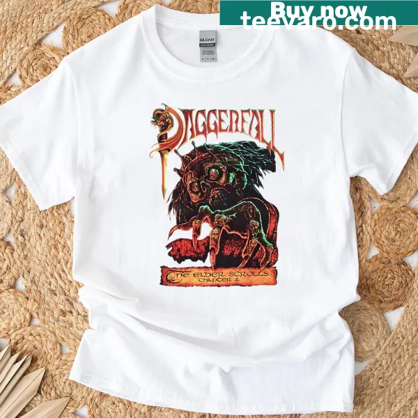 Vintage-style Daggerfall graphic T-shirt for gamers.