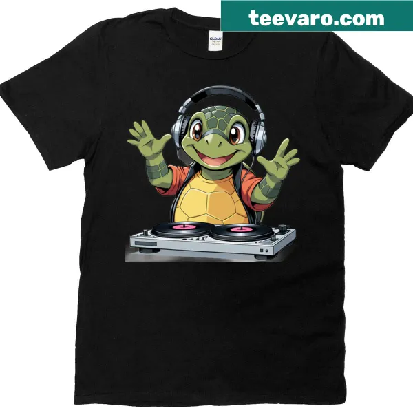 Fun illustration of a DJ turtle on a T-shirt