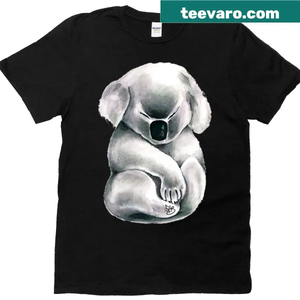 Koala watercolor graphic t-shirt featuring a dreaming koala