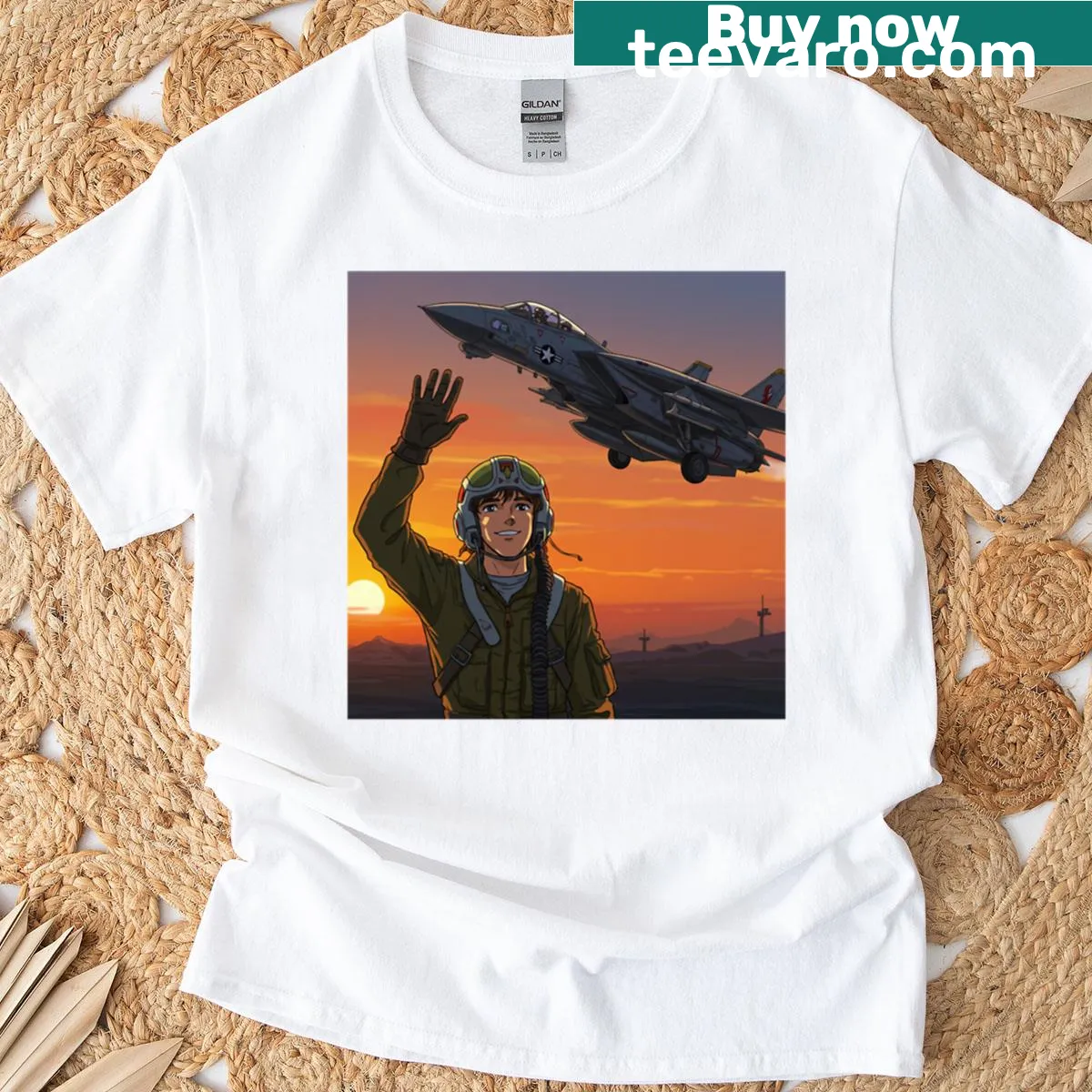 Inspirational graphic of flight and horizon on T-shirt — on a men's t-shirt