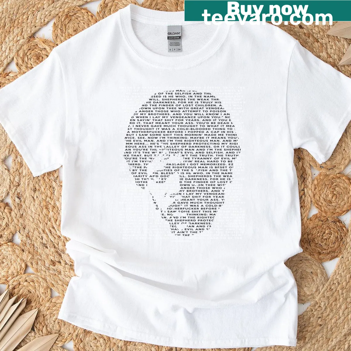 Ezekiel 2517 t-shirt with bold typography of the biblical verse — on a men's t-shirt