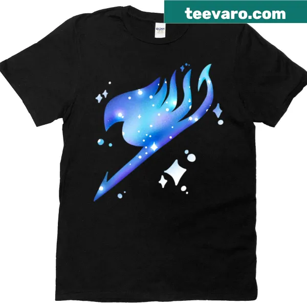 Illustration from Fairy Tail depicting magical scenes on a t-shirt