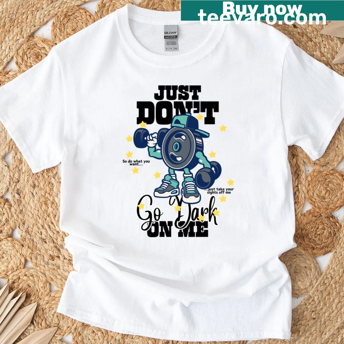 Humorous fitness t-shirt with playful slogan design — on a men's t-shirt