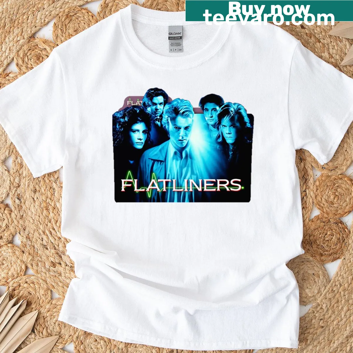 Vintage T-shirt honoring the 90s horror movie Flatliners. — on a men's t-shirt