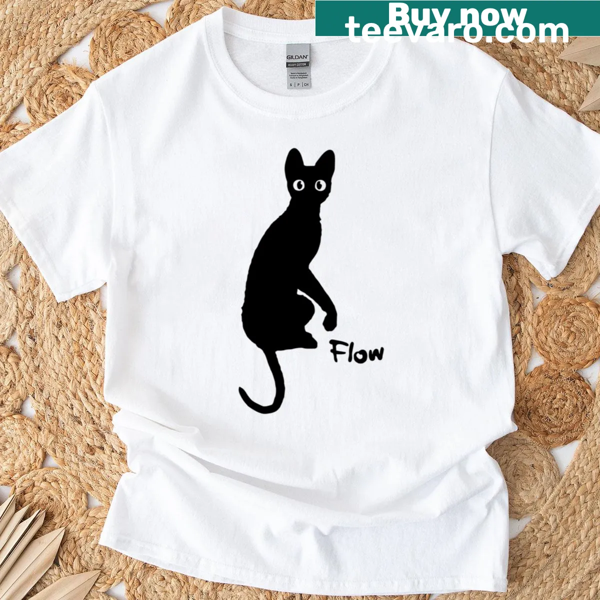 Artistic graphic inspired by the Flow movie on a t-shirt. — on a men's t-shirt
