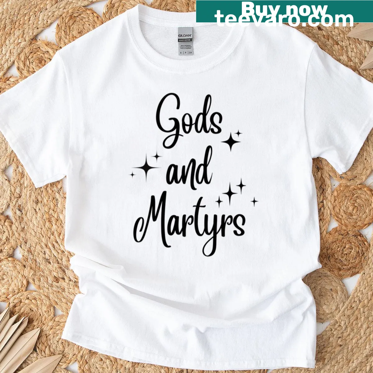 Oversized T-shirt with a design featuring gods and martyrs — on a men's t-shirt