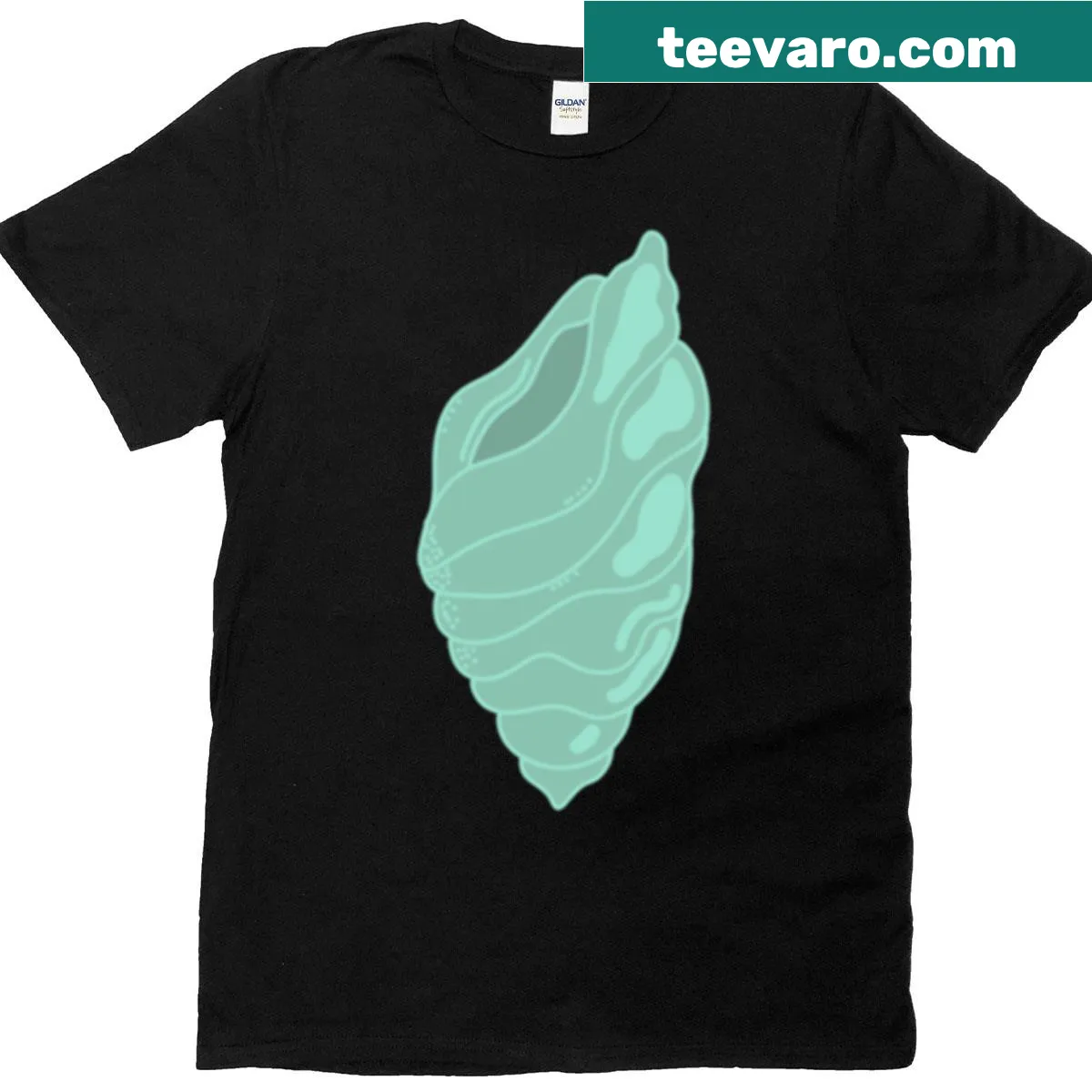 Comfortable green shell T-shirt with minimalist design — on a men's t-shirt