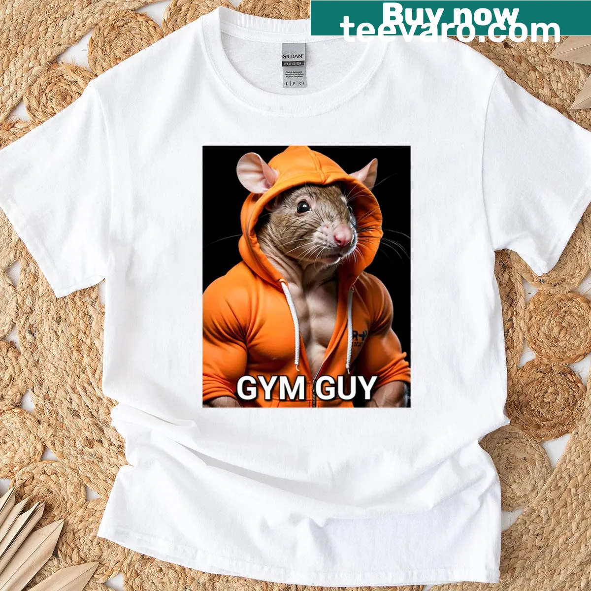 Oversized T-shirt with bold text Gym Guy 2 for fitness lovers — on a men's t-shirt