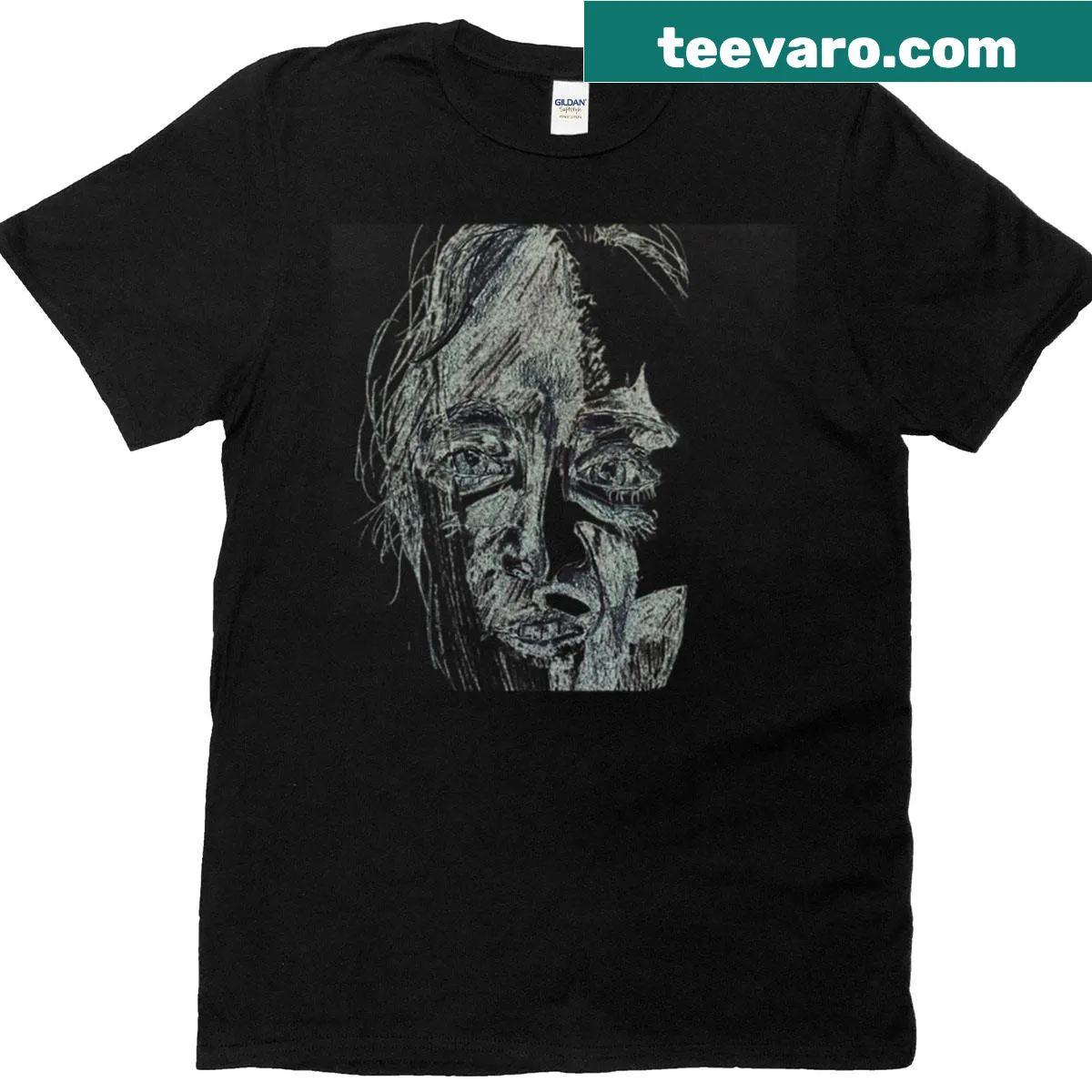 Typographic t-shirt with a saying about being heavy-lidded in the light. — on a men's t-shirt