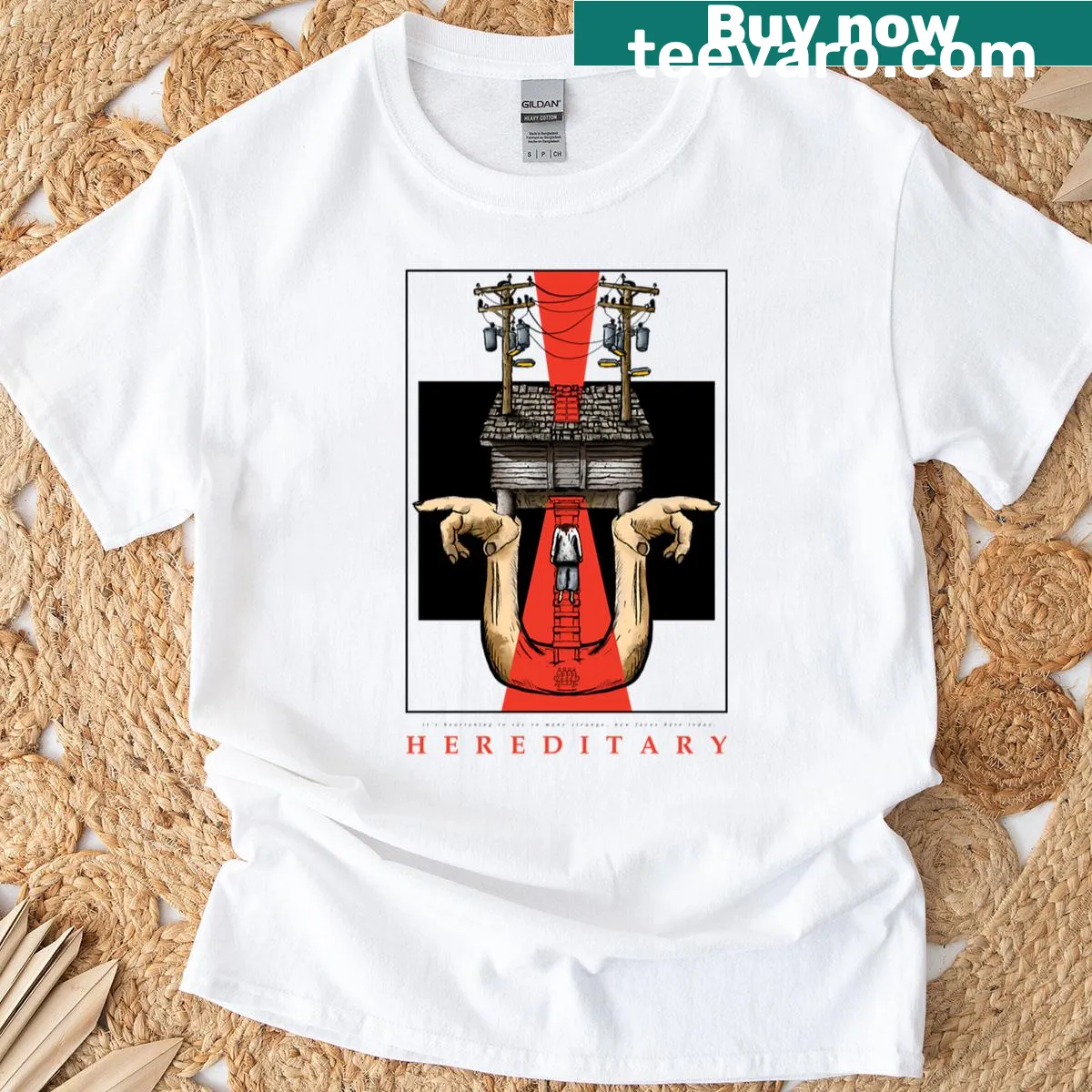 Hereditary horror movie poster graphic t-shirt — on a men's t-shirt