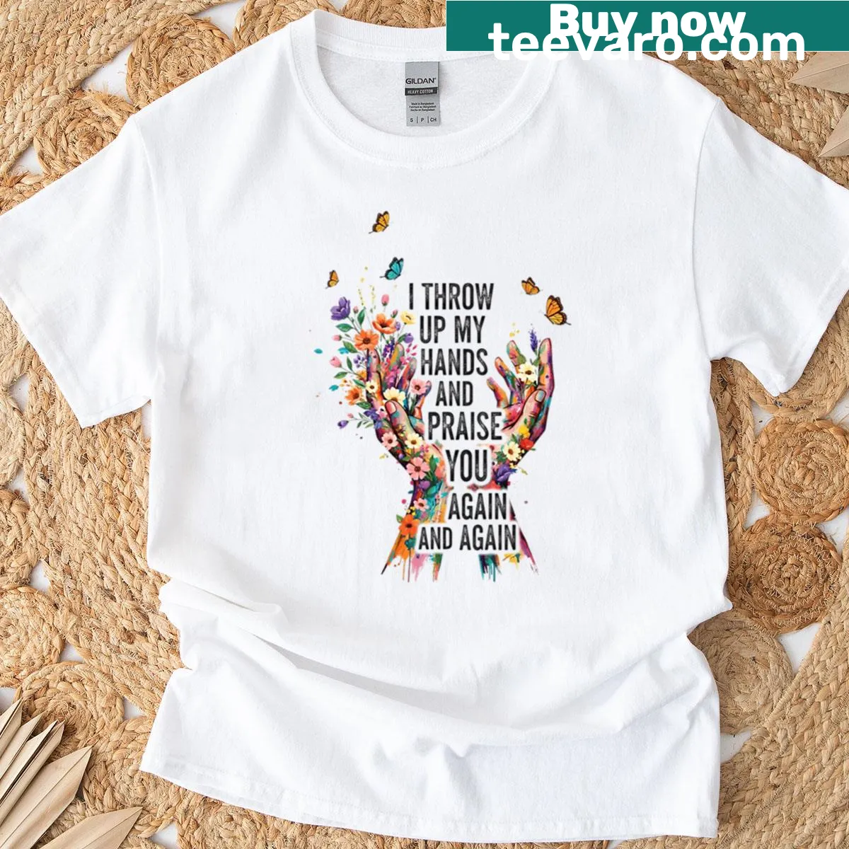 Inspirational text about praise on a T-shirt — on a men's t-shirt