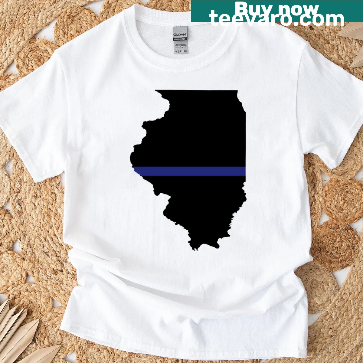 Silhouette T-shirt featuring the Thin Blue Line design — on a men's t-shirt