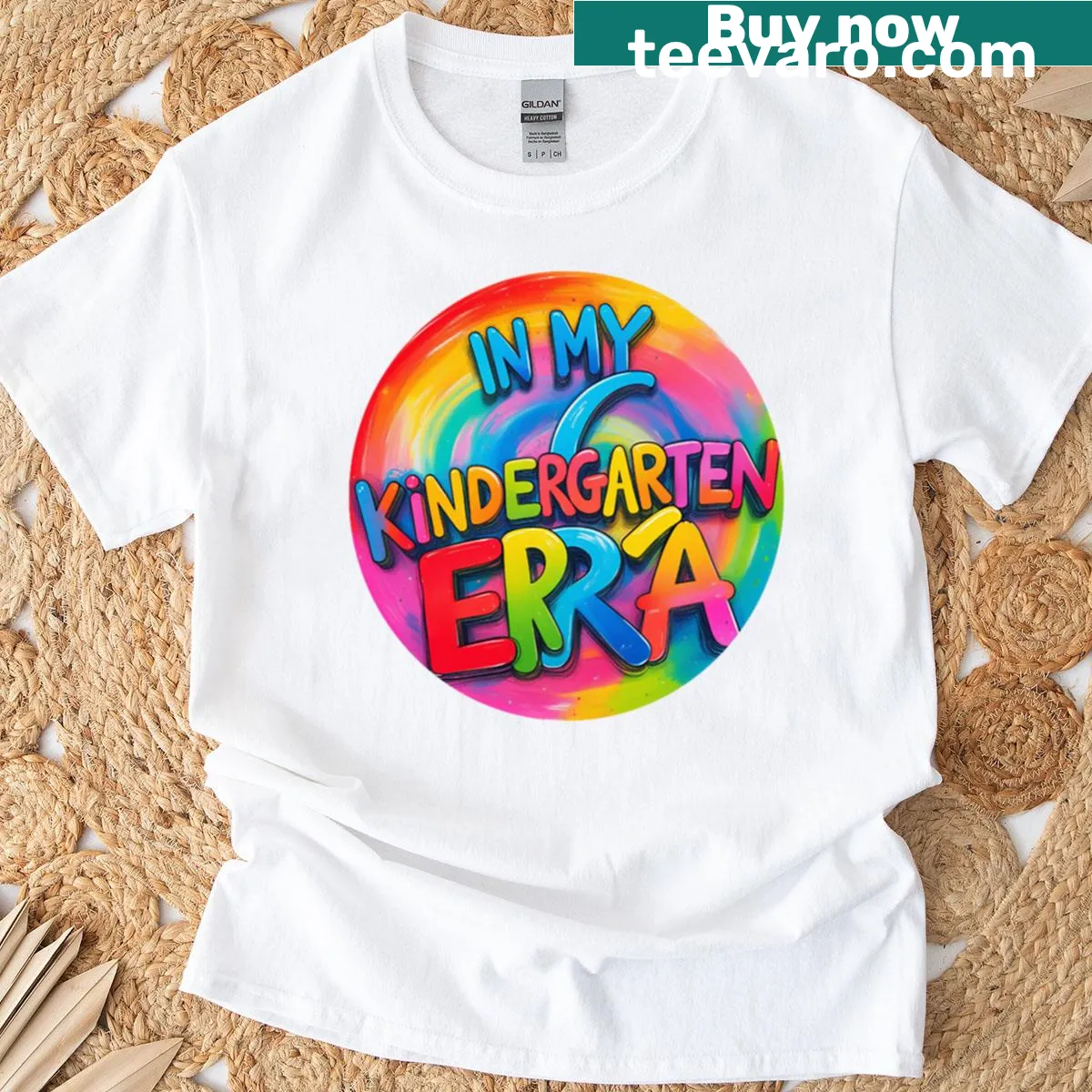 Oversized T-shirt with the phrase 'In My Kindergarten Era' — on a men's t-shirt