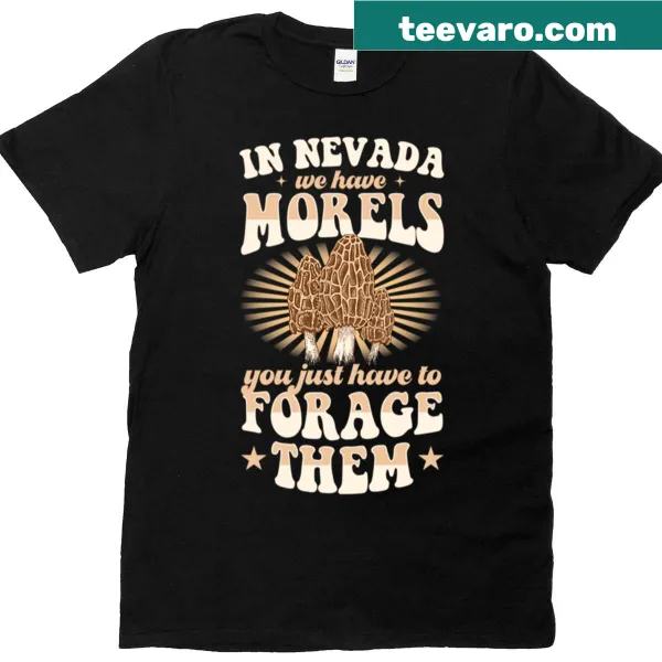 Cottagecore style t-shirt featuring morel mushrooms and foraging theme.