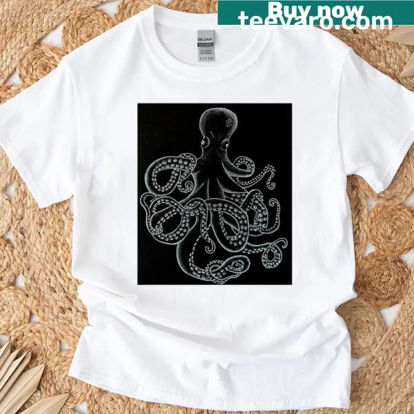 T-shirt featuring a playful inky octopus graphic