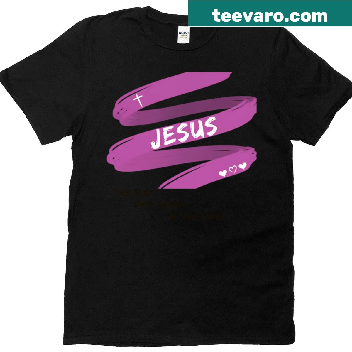 Illustrative T-shirt with a Jesus love ribbon design. — on a men's t-shirt