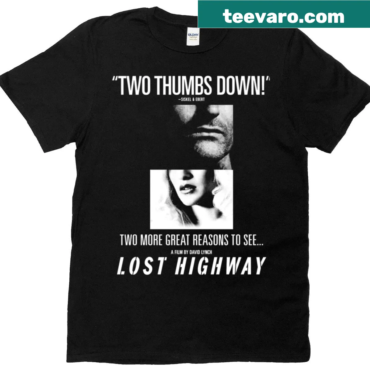 Vintage graphic t-shirt inspired by the David Lynch film Lost Highway — on a men's t-shirt