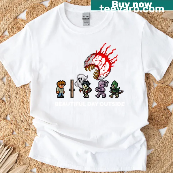 T-shirt featuring Terraria game graphics for Halloween