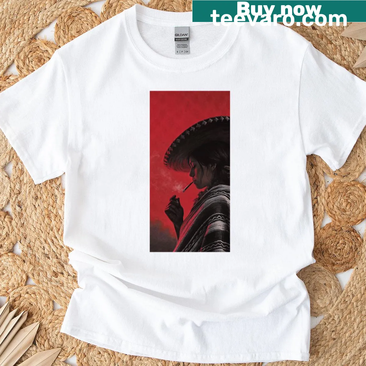 Cute graphic T-shirt of a girl with a playful smoking design — on a men's t-shirt