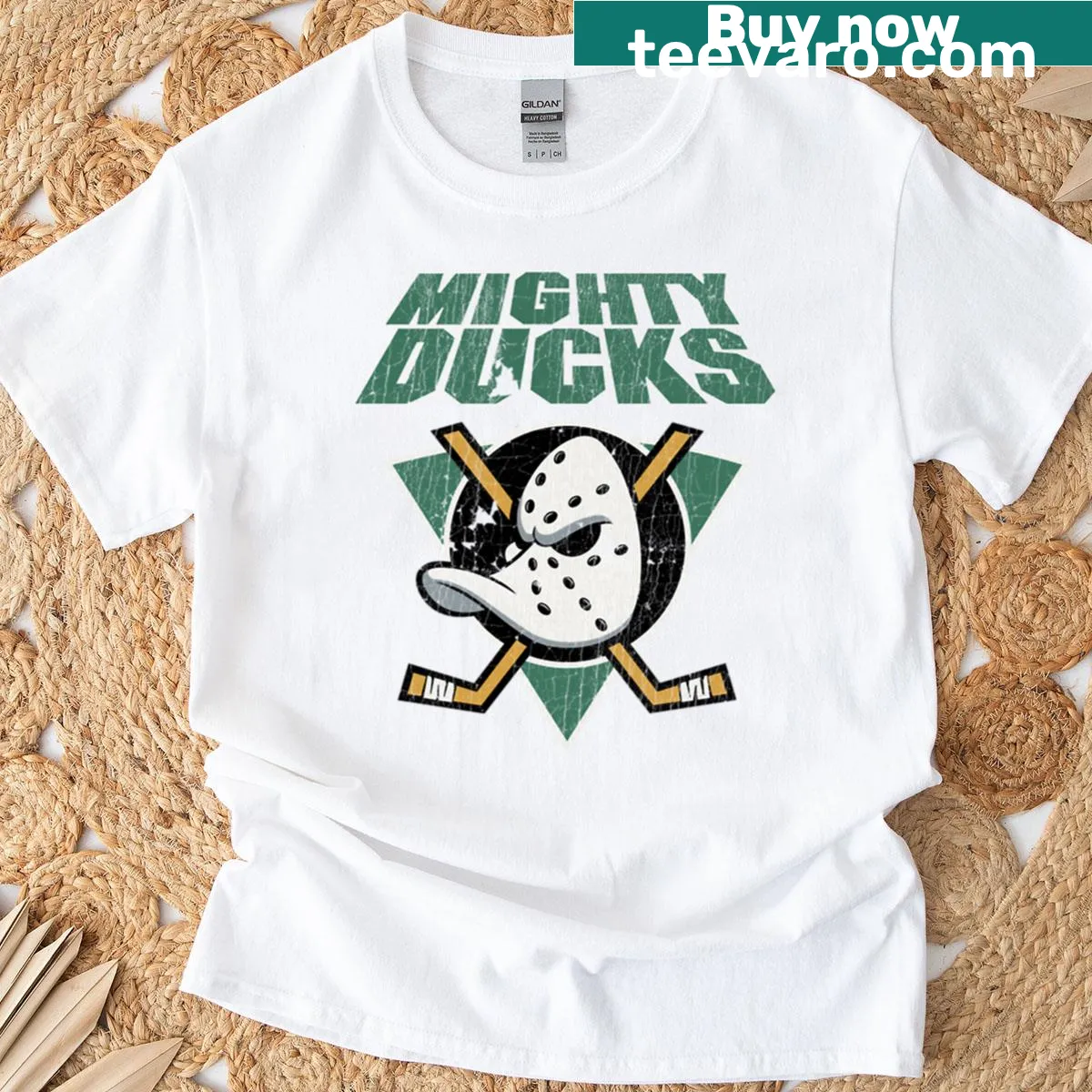 Vintage Mighty Ducks graphic on a T-shirt. — on a men's t-shirt