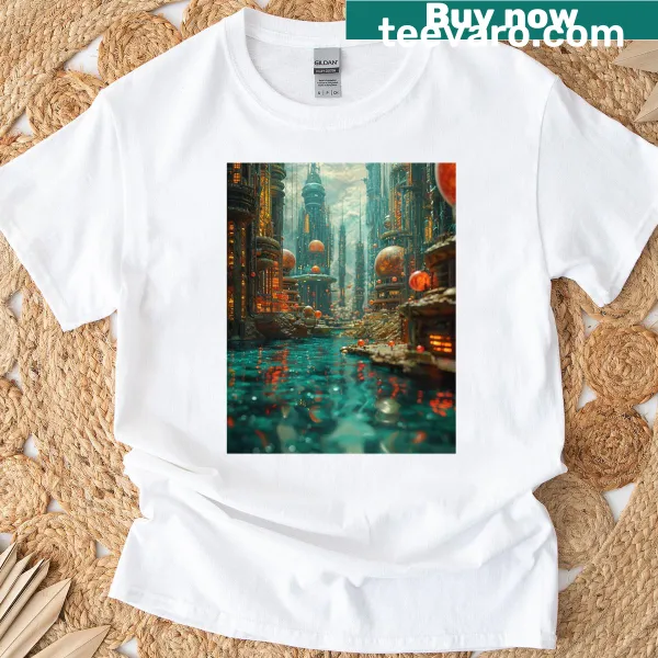 Oversized T-shirt with an abstract molten globe graphic
