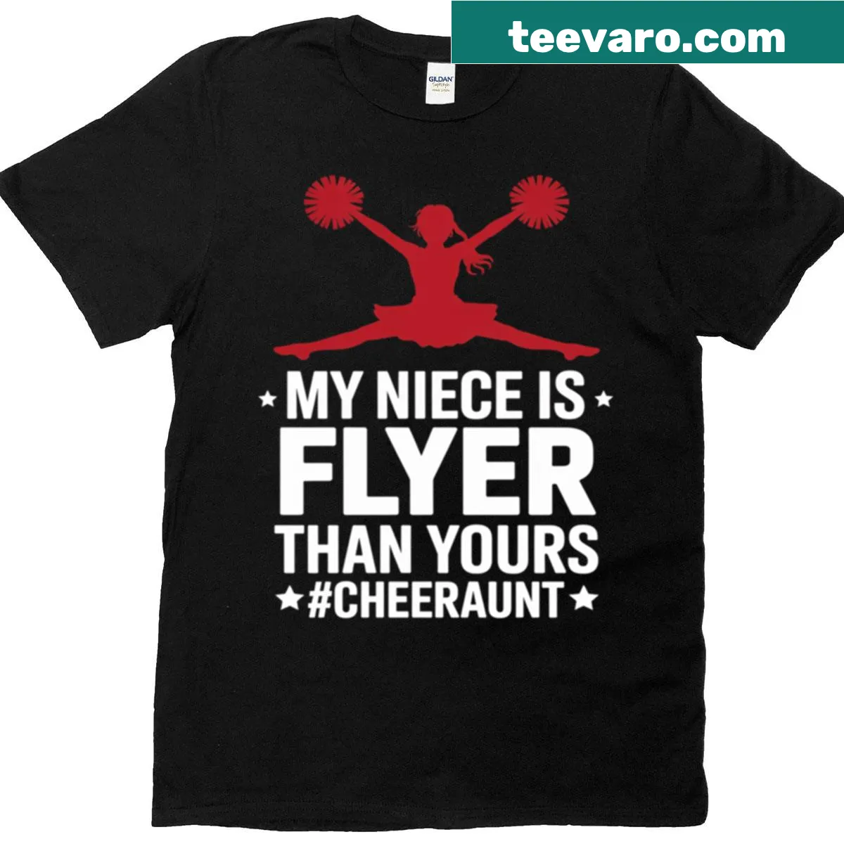 Funny aunt cheerleader t-shirt with supportive phrase — on a men's t-shirt