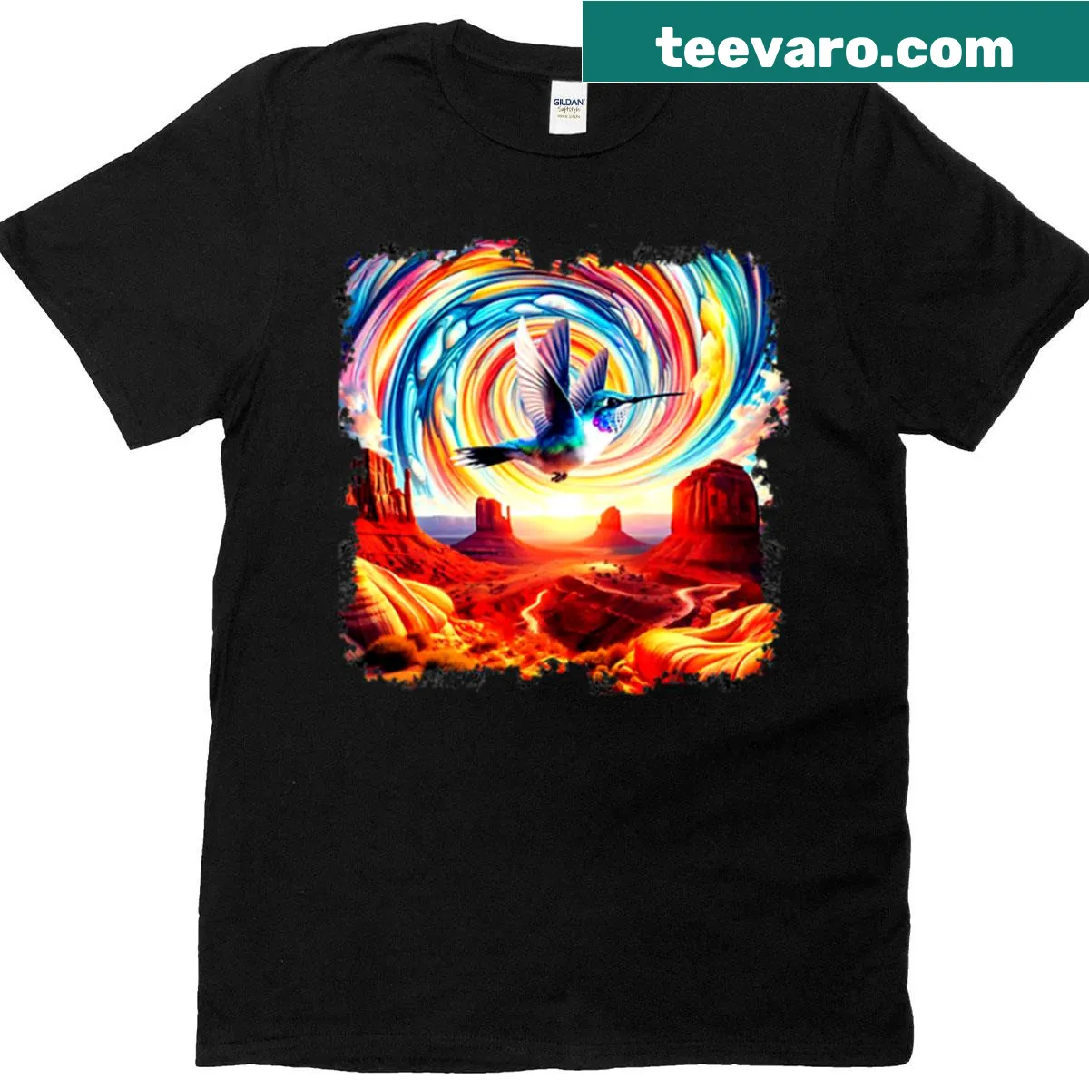 Illustrated hummingbird design inspired by the Southwest — on a men's t-shirt