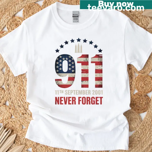 Tribute design honoring September 11, 2001, on a t-shirt