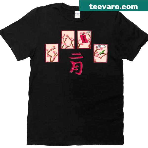 Oversized t-shirt with Hanafuda card game design