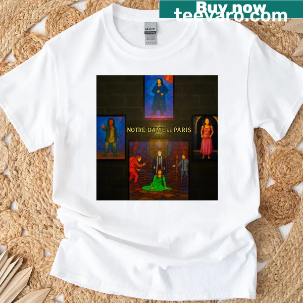 T-shirt with illustration of Notre-Dame de Paris stained glass windows