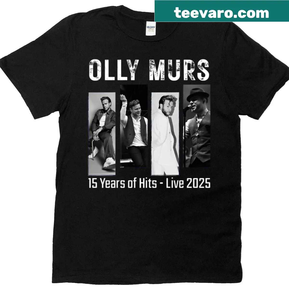 T-shirt celebrating Olly Murs 15 years of hits — on a men's t-shirt