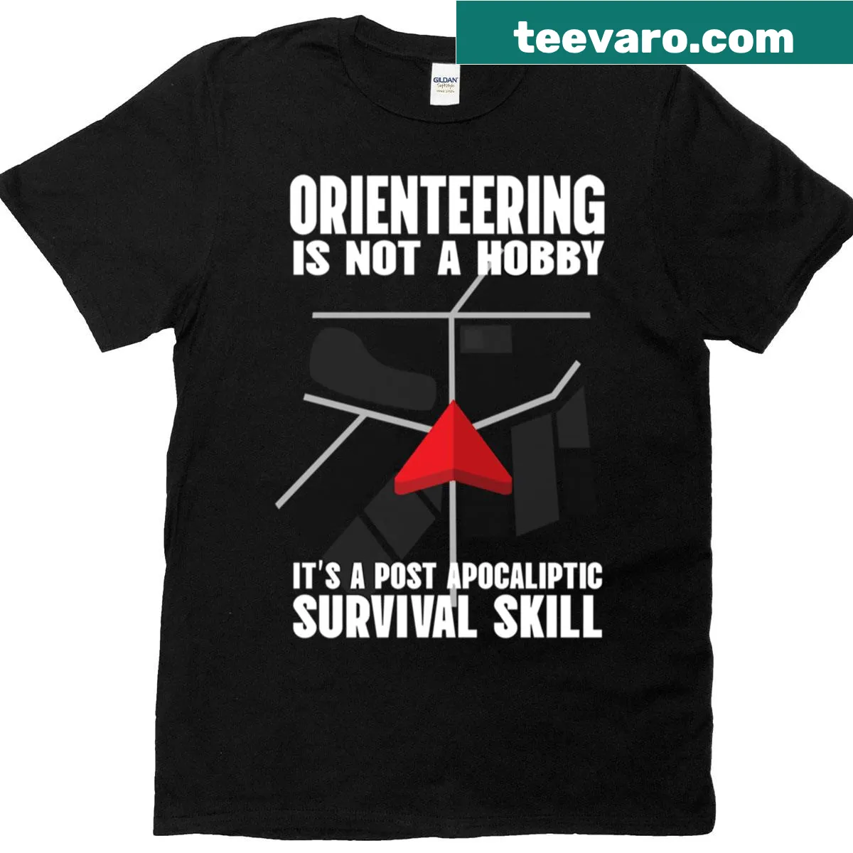 Humorous typography T-shirt stating 'Orienteering Is Not A Hobby' — on a men's t-shirt