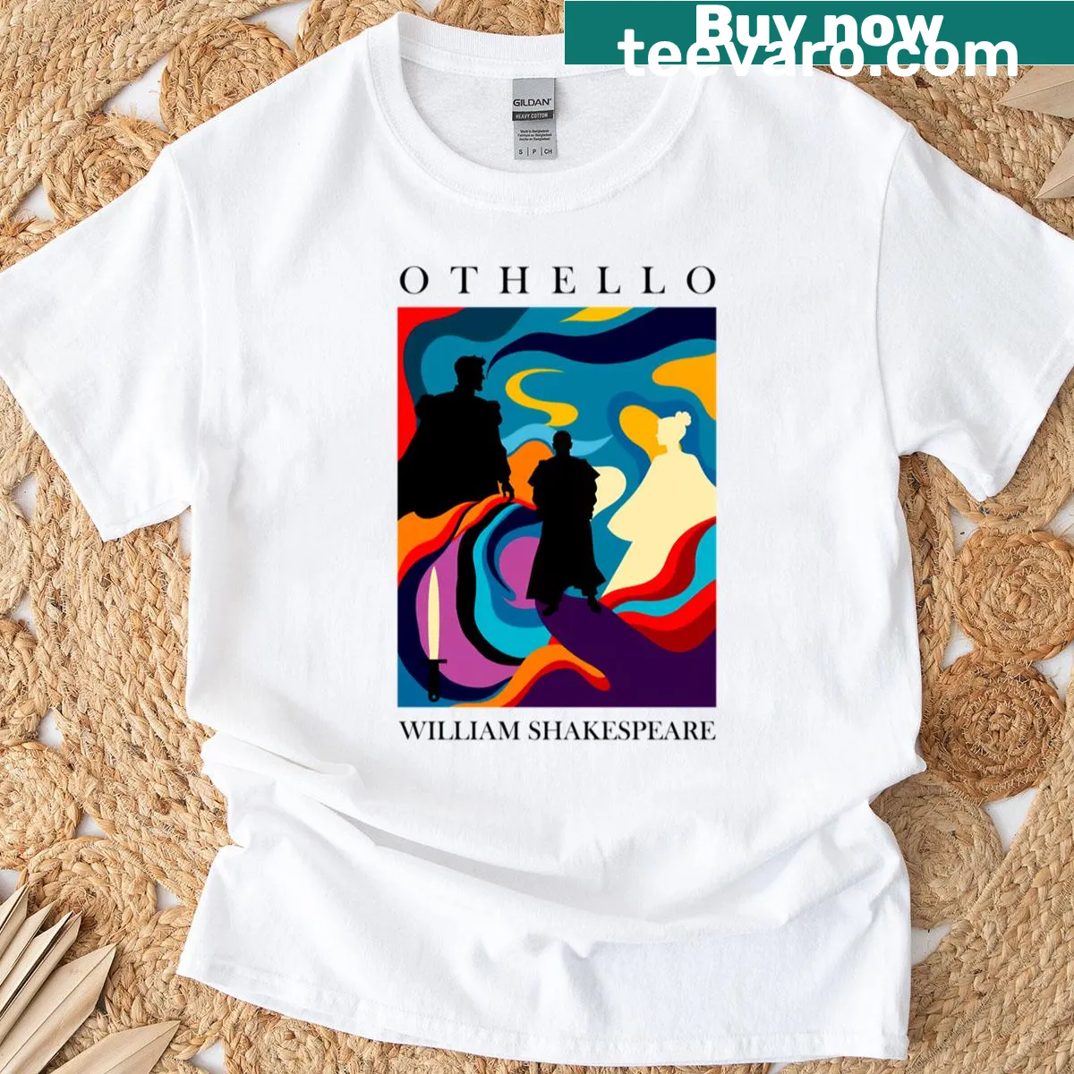 Literary art t-shirt featuring Othello inspired by Matisse — on a men's t-shirt