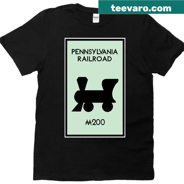 Artistic t-shirt design featuring Pennsylvania Railroad game board