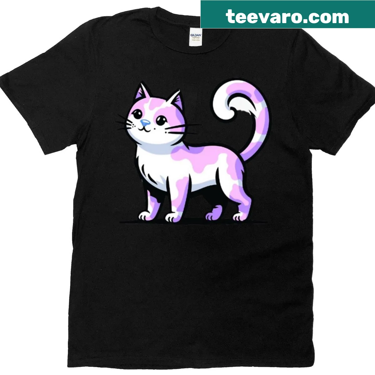 Oversized T-shirt with a whimsical cat graphic — on a men's t-shirt