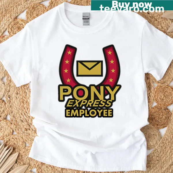 Vintage Pony Express graphic on a distressed T-shirt.