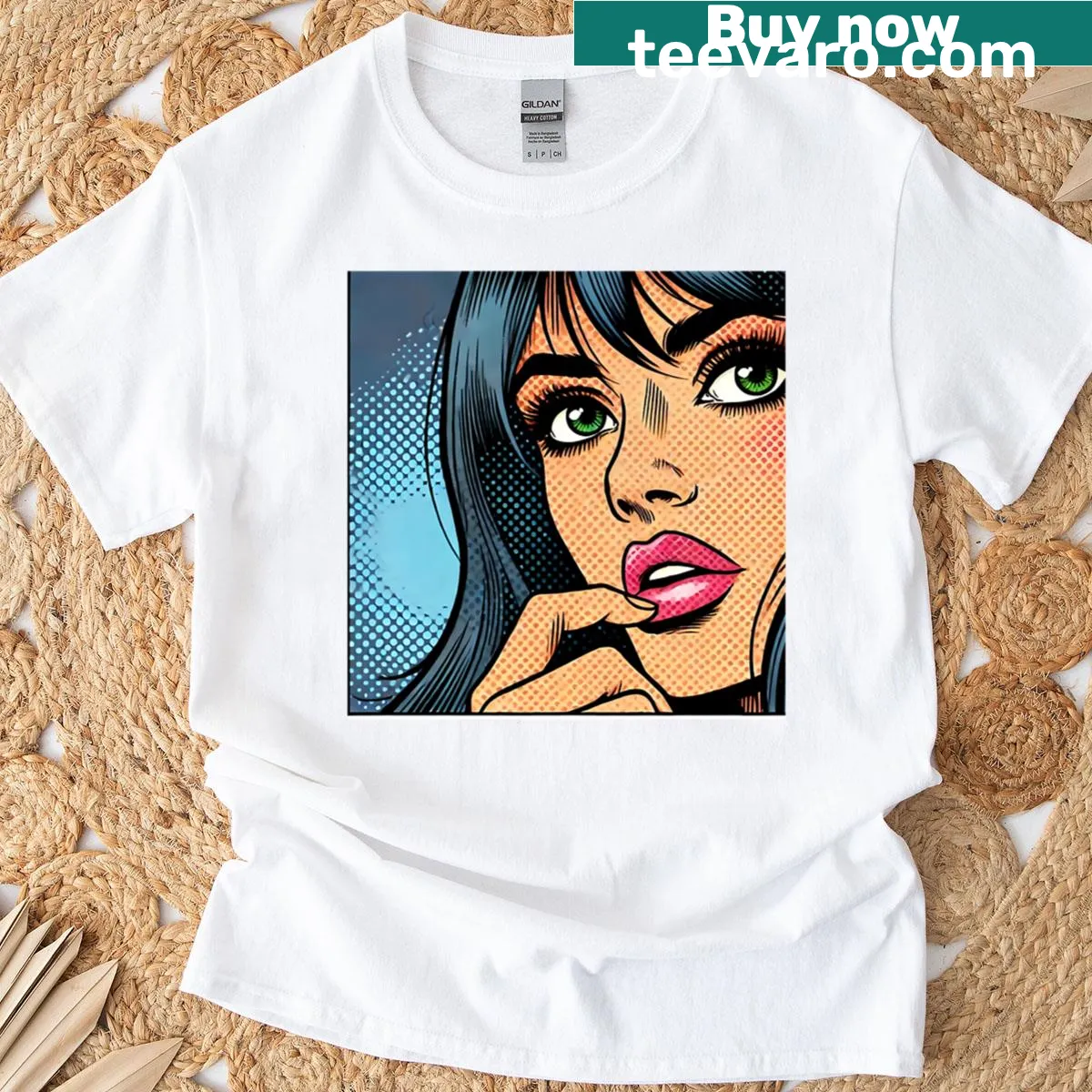 Artistic pop art design T-shirt celebrating femininity — on a men's t-shirt