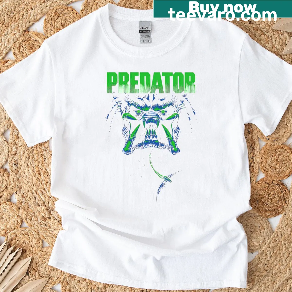 Illustration inspired by the 80s Predator movie on a T-shirt. — on a men's t-shirt