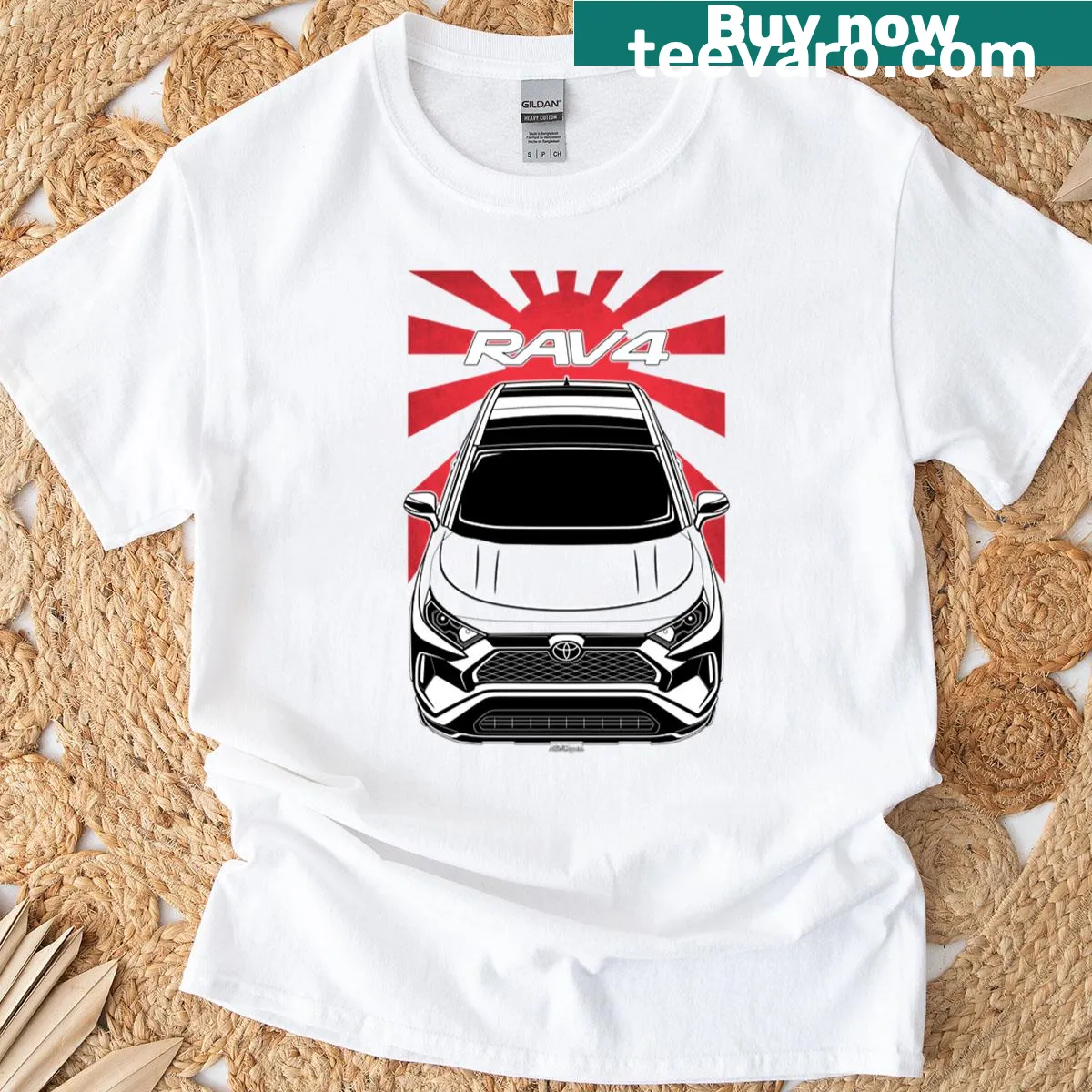 Rav4 Prime badge emblem design on a T-shirt. — on a men's t-shirt