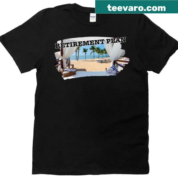 Beach-themed t-shirt with playful graphics celebrating retirement and relaxation