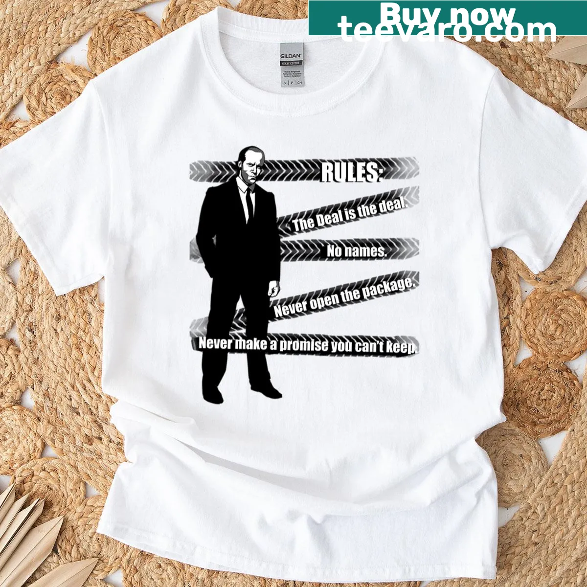 T-shirt featuring a graphic emphasizing transport safety rules. — on a men's t-shirt