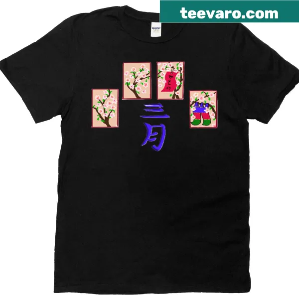 T-shirt featuring graphics inspired by Hanafuda card art