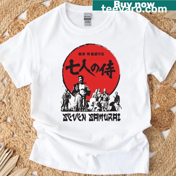 Illustration of the Seven Samurai characters on a T-shirt