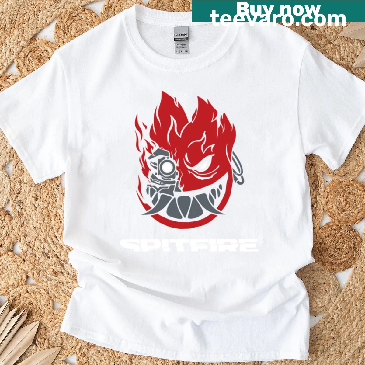 Illustration of a Spitfire aircraft on a T-shirt — on a men's t-shirt