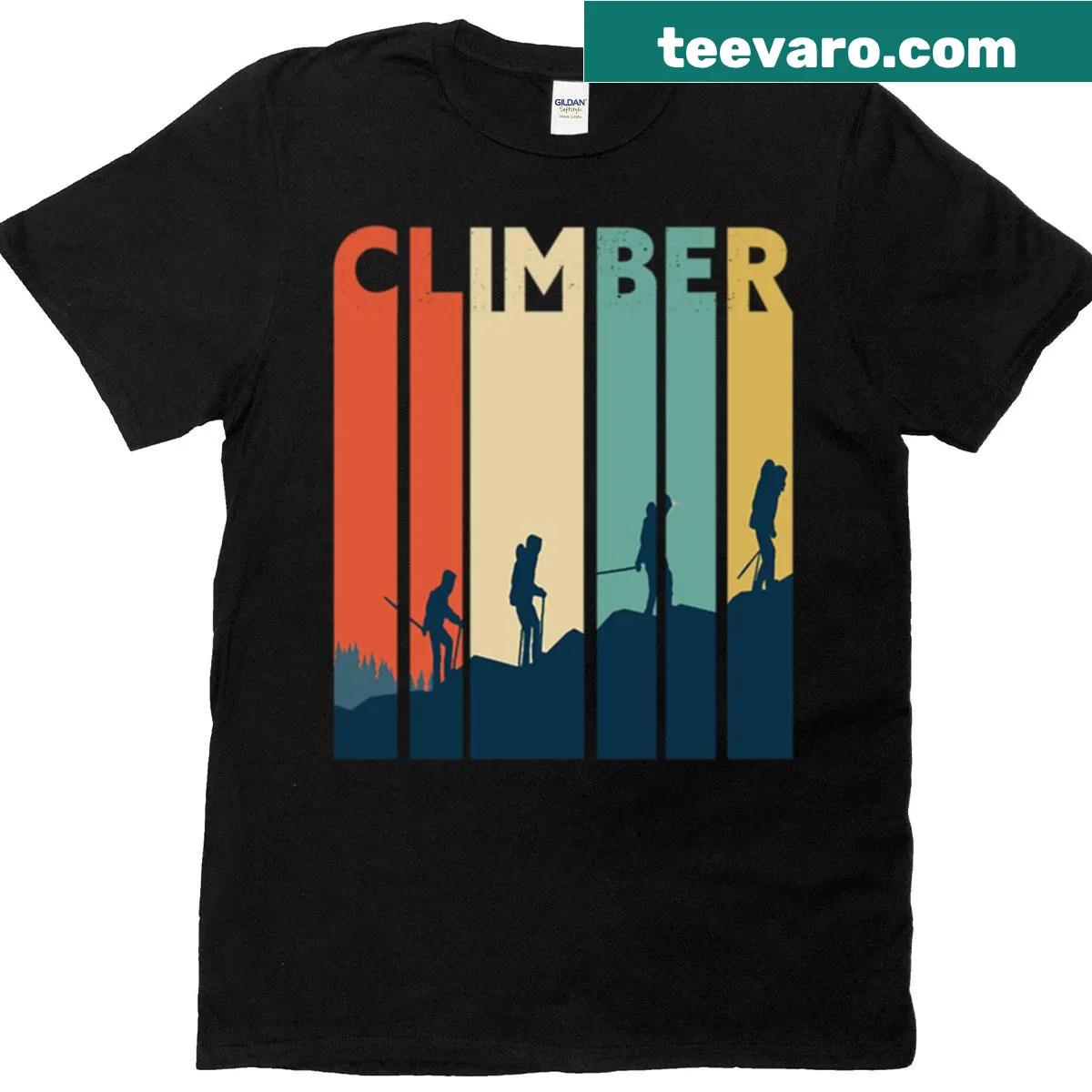 Sport Climbing t-shirt with a stylized graphic of climbing — on a men's t-shirt