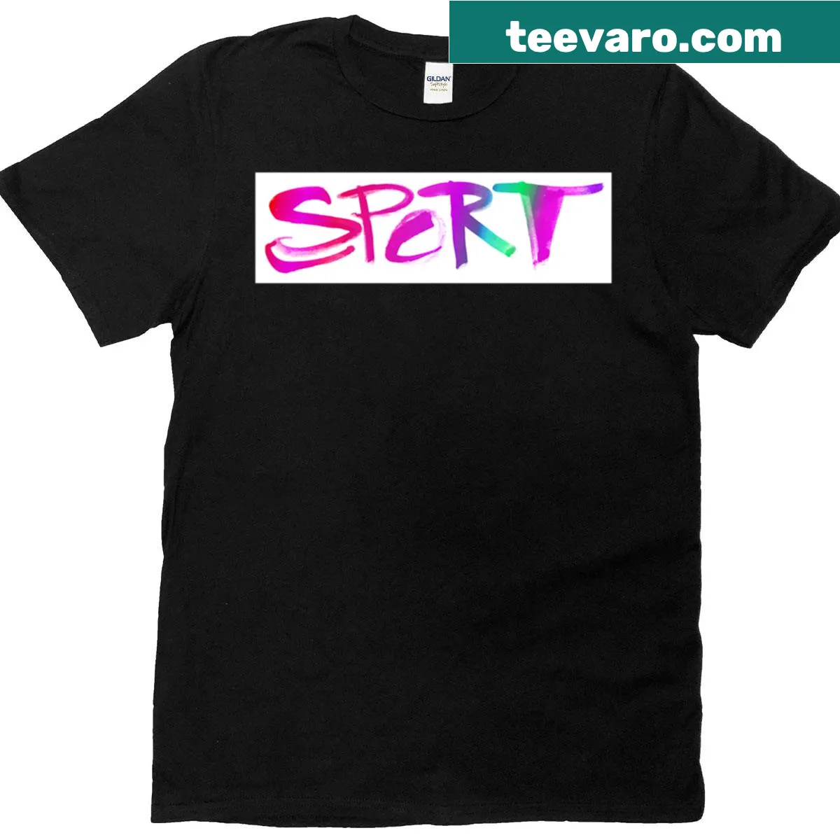 Hand-lettered T-shirt showcasing colorful sports-themed lettering — on a men's t-shirt