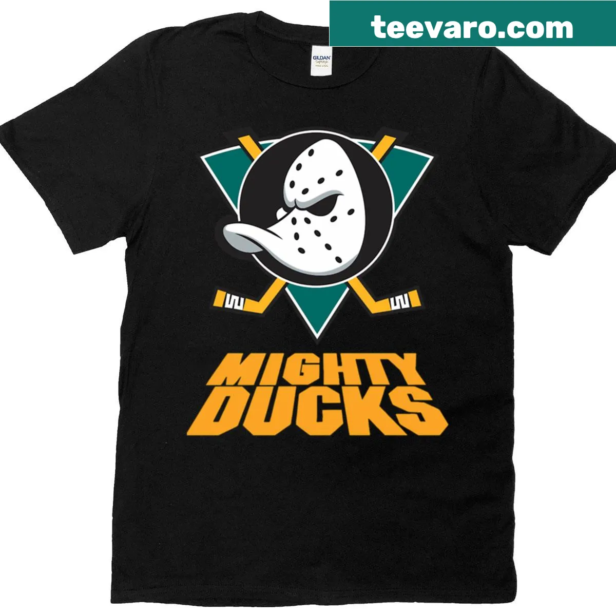 Mighty Ducks logo t-shirt for sports fans — on a men's t-shirt